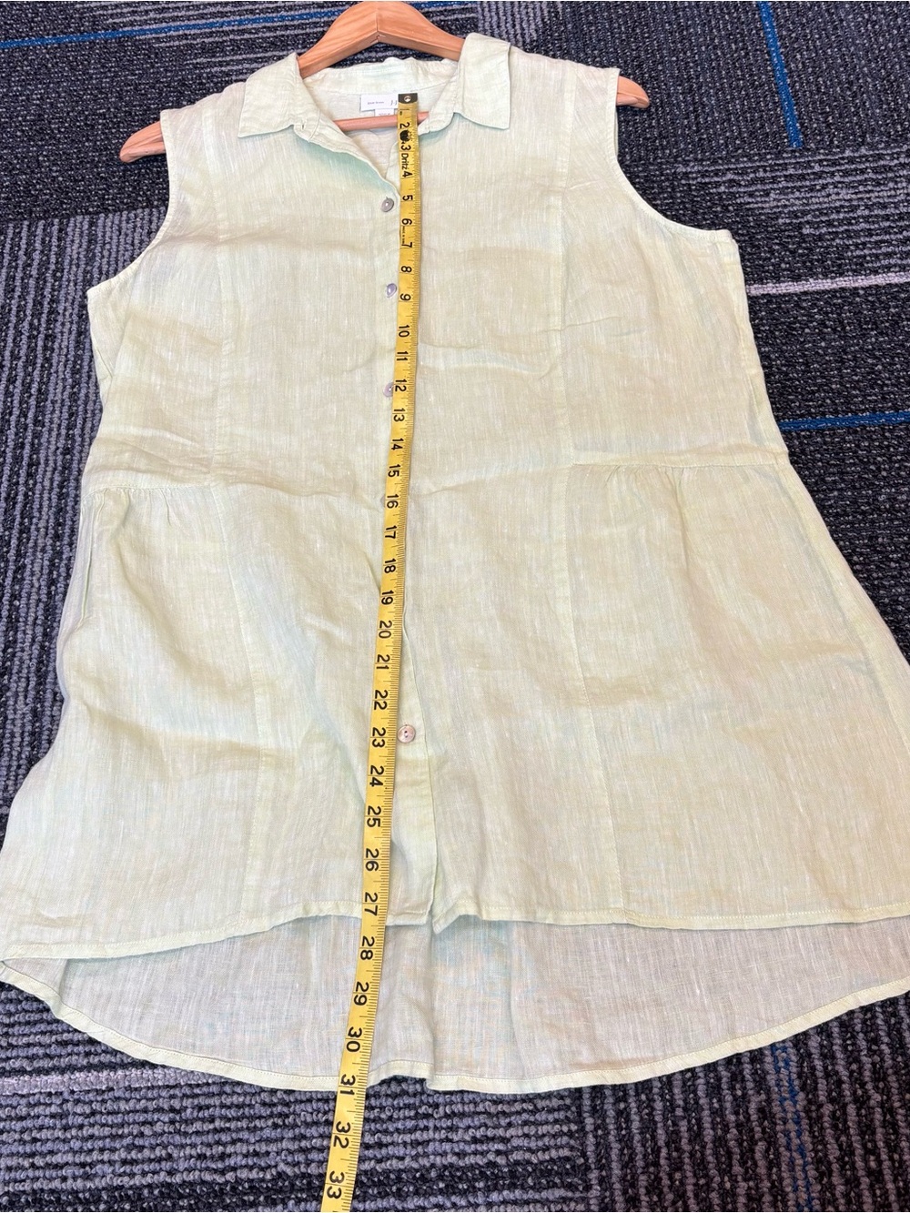 J Jill Love Linen Sleeveless Button-Front Tunic Top in Light Lime green - Picture 9 of 9